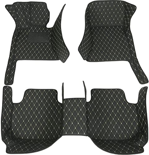 All-Weather car Floor Mats-Suitable for 98% of car Models Watherproof Leather car Floor mat (Black White) - color: Black White