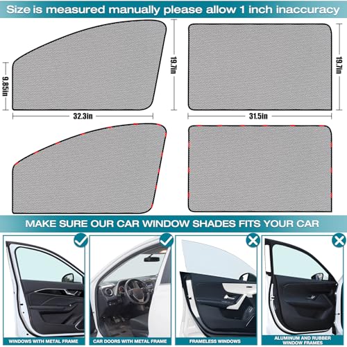 ZATOOTO Car Window Shade for Baby Car Sun Shade Side Window Breathable Mesh Sun Blocker for UV & Heat Glare Free Universal for Most Cars Easy Magnetic Installation Perfect for Camping Travel Napping - size: 6#Mesh 4pack kit