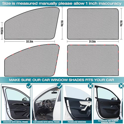ZATOOTO Car Window Shade for Baby Car Sun Shade Side Window Breathable Mesh Sun Blocker for UV & Heat Glare Free Universal for Most Cars Easy Magnetic Installation Perfect for Camping Travel Napping - size: 6#Mesh 4pack kit