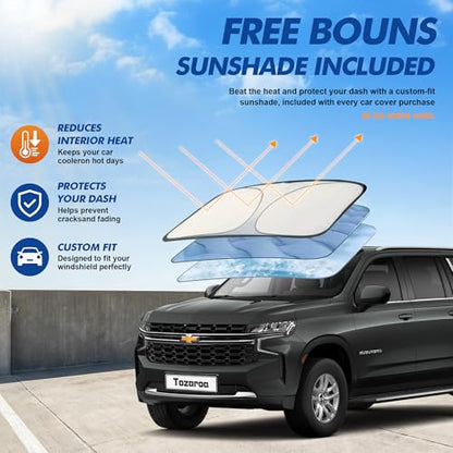 Car Cover Waterproof All-Weather,Heavy-Duty Outdoor Full Exterior Automobiles SUV(Length 202-230 inch) with Windshield Sun Shade Universal Fit Chevrolet Chevy Suburban, GMC Yukon XL etc - size: Fit Suv Jeep Length 202-230 Inch(yxxl-585)