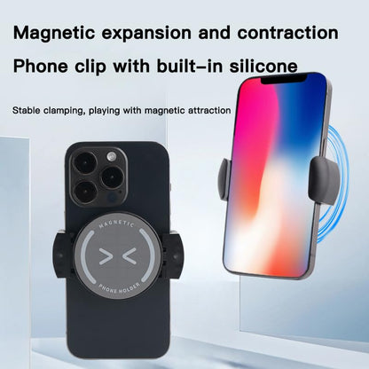[Newly Upgraded] Metal Magnetic Car Phone Holder | Dual Insurance of Vacuum + Adhesive | 360° Rotation Without Dead Angle | Magnetic Ring Included‌(for iPhone & Android) (Gray)