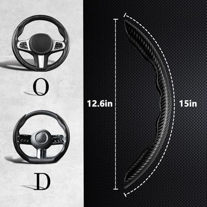 Carbon Fiber Steering Wheel Covers 3 Piece Clip on Steering Wheel Cover (Matte Black) - color: Matte Black