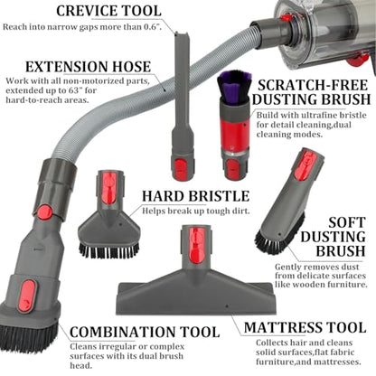 Attachment Kit for Dyson Gen5 V15 V15s V12 V11 V10 V9 V7 V8 Detect Cyclone Torque Drive Absolute Animal Cordless Vacuum Cleaner,Home and Car Cleaning Brush Acccessories - size: B:Traceless+Attachment Kit