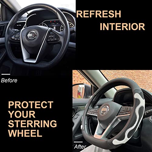 PINCTROT D Shaped Comfy Grip Steering Wheel Cover, Anti-Slip Design, Flat Bottom 14.5-15 Inch(Silicone White) - color: 5.White, size: D Shaped/Flat Bottom[14 1/2''-15'']