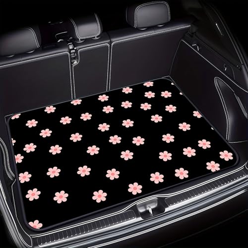 Universal Car Trunk Mat 29" x 39", Little Pink Flowers Print All Weather Durable Cargo Mat Protector for SUV, Truck, Van | Stylish Cargo Liner Cover Leopard Print Car Accessories - color: Little Pink Flowers