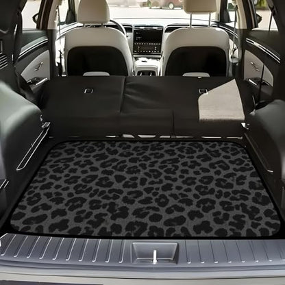 Universal Car Trunk Mat 29" x 39", Black Fashion Leopard All Weather Trunk Protection Cargo Liner, Durable Cargo Mat Rear Trunk Liner, Stylish Vehicle Interior Accessories Suitable for Most Car Models - color: Black Leopard