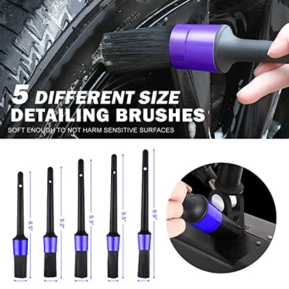 DNA Motoring Car Detailing Brush Cleaning Tools Set with Carry Bag for Auto Interior & Exterior Wheel Dashboard Vent, TOOLS-00279 - style: Detailing Brush set Blue