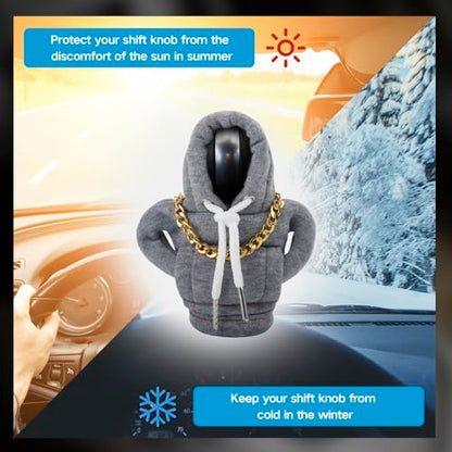 Funny Gear Shift Hoodie Cover, Car Shifter Knob Sweatshirt, Universal Stick Shift Cover for Car Gear Handle - color: Grey