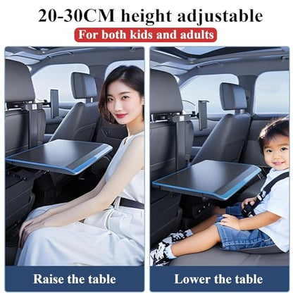 Multi-Functional Aluminum Alloy Car Seat Tray Table, with Tablet and Mobile Phone Holder, Portable Foldable Back Seat Laptop Desk, for Eating, Traveling,Working, Writing