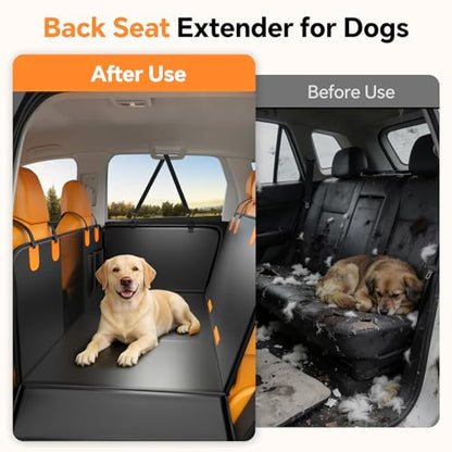 Dog Car Seat Cover Hard Bottom, 400LBS Back Seat Extender for Dogs, Waterproof PU Leather Dog Hammock, Heavy Duty Dog Seat Protector for Car SUV Truck
