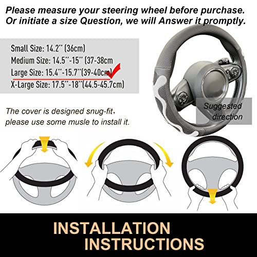 PINCTROT Large Size Comfy Grip Steering Wheel Cover, Anti-Slip Design, 15.5-15.75 Inch(Silicone White) - color: 5.White, size: Large Size[15 1/2''-15 3/4'']