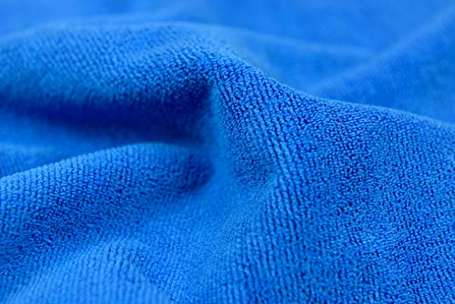 CARCAREZ Premium Microfiber Detailing Towels, 340 GSM Lint Free Car Buffing Waxing Polishing Drying Towels (6, Blue, 16x16 Inch) - color: Blue