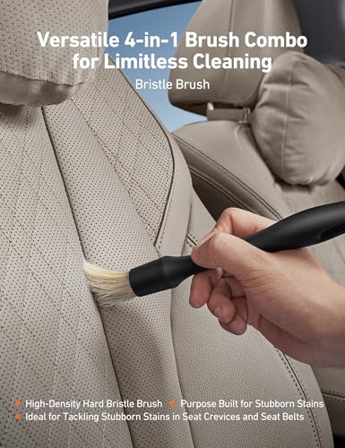 AstroAI 10pcs Windshield Cleaner Tool, Car Interior Detailing Kit with AC Vent Brush, 3 Cleaning Brushes, 4 Microfiber Pads and Spray Bottle, All-Inclusive Cleaning Solution, Car Accessories, Blue - style: with 4 Detailing Brushes