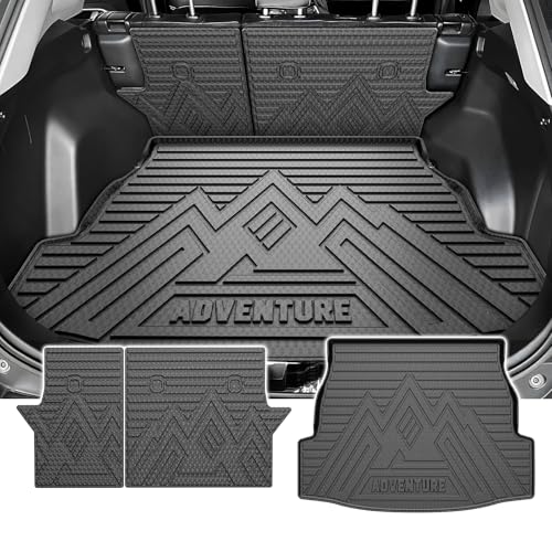 Powerty Cargo Mats with Backrest Mat for Toyota RAV4 2019-2025 Accessories(Include Hybrid&Gasoline), All Weather TPE Cargo Trunk Liners with Seat Back Mat Replacement for RAV4 (Trunk Mat+Backrest Mat) - size: Cargo+backrest Mat｜for｜19-25｜toyota Rav4