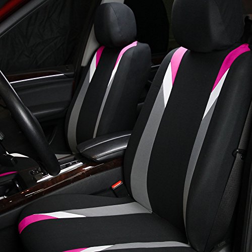 FH Group Premium Modernistic Flat Cloth Car Seat Covers – Universal Fit, Washable Seat Covers for SUV Sedan Van, Pink, Full Set - color: Pink, size: Full Set
