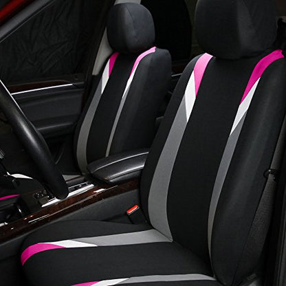 FH Group Premium Modernistic Flat Cloth Car Seat Covers – Universal Fit, Washable Seat Covers for SUV Sedan Van, Pink, Full Set - color: Pink, size: Full Set