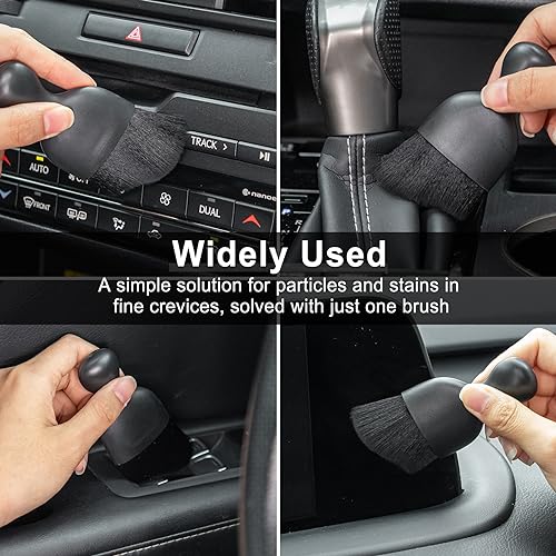 GaRhomxy Car Detailing Brushes, Car Interior Dust Sweeping Soft Brush, Soft Bristles Brush Cleaning Tool for Automotive Dashboard, Air Conditioner Vents, Computer, Scratch Free(Black) - color: Black