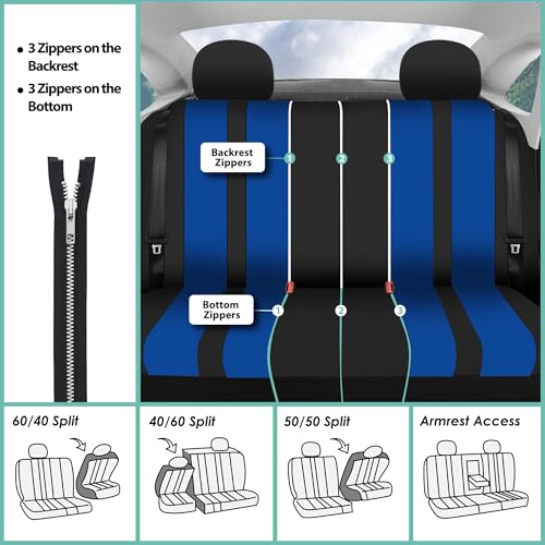 FH Group Striking Striped Car Seat Covers - Universal Fit, Washable Seat Covers for Cars, SUVs, Vans, Sedans, Blue, Rear Set - color: Blue, size: Rear Set
