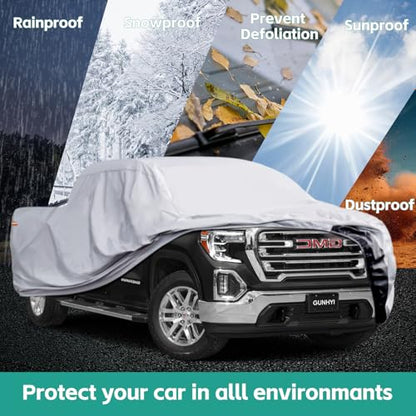 GUNHYI Pickup Truck Cover - Waterproof All Weather, 6 Layer Heavy Duty, Universal Fit Ford F150, Chevy Silverado, GMC Sierra, Dodge Ram 1500 Extended/SuperCrew Cab (Up to 248 inch) - color: Silver, size: Truck Xl-length Up to 248 Inch