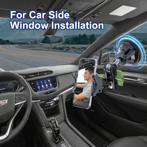 Phone Mount for car，Suction Cup Car Phone Mount，360° AdjustableMetal material ,Phone Holder for Video Recording，for Truck Camera vlogging, Mobile phone live streaming stand, no installation required