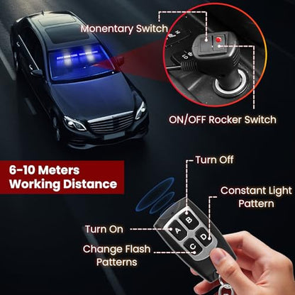 Blue White LED Emergency Lights for Vehicles First Responder Strobe Lights Bar for Firefighters Police Trucks Blue and White 23 Flash Patterns 2pcs 12.8 inch Wireless Remote Control Warning Lights - color: Blue White