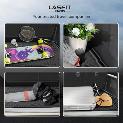 LASFIT Cargo Mat+Rear Back Seat Protector+Underfloor Storage Mat for Ford Bronco 4-Door 2021-2026 TPE All Weather Protection Liners Waterproof Backrest Mat Custom Fit Non-Slip Easy Clean - style: 4) Bronco 4-door| 21-25 | Cargo Liners + Backrest Mat