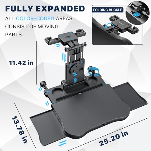 Car Back Seat Tray Table-Stable Auto Backseat Food Trays Desk for Rear Passenger Road Trip Eating & Work, Multifunctional Adjustable Travel Tray with Phone Drink Holder for Laptop iPad