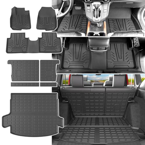 powoq Hybrid Floor Mat Compatible with 2017-2022 Honda CRV Cargo Mat Backrest Liner Trunk Mat Replacement for 2017-2022 Honda CRV Accessories (Fit 17-22 Hybrid Model, Trunk+Backrest+Floor Mat) - color: Compatible with 2017-2022 Hybrid CRV, size: Trunk+bac