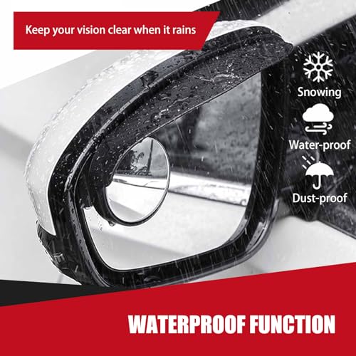 Pack-2 Car Carbon Fiber Rain Eyebrow, 2-in-1 Adjustable Wide-angle Rearview Blind Spot Mirror, Rainwater Diversion Reflective Protective Cover, Universal for Cars Side Mirror Parts (Black)