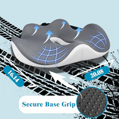 X-Large Seat Cushion for Truck Driver, Upgraded Cushion for Back Support and Pain Relief, Memory Foam with Non-Slip Washable Cover, Relieves Long-Term Truck Sitting and Pain - size: X-Large