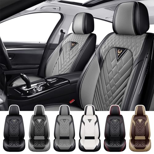 Car Seat Covers for Kia Sportage 2002-2026, Waterproof Nappa Leather Front Seat Cover, Anti-Slip and Comfortable Automotive Seat Protector&Accessories(Black Gray) - color: Black Gray, size: Front Set
