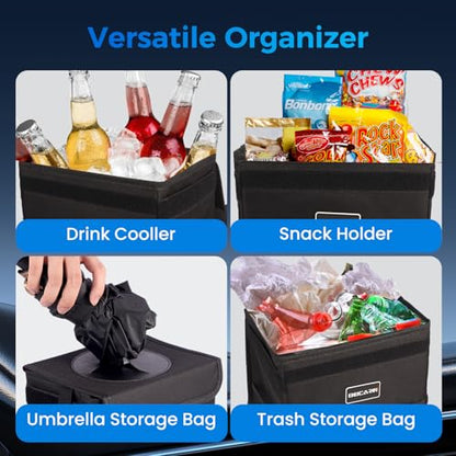 Beicarin Car Trash Can with Lid - Trash Bag Hanging with Storage Pockets Leak-Proof Organizer Collapsible and Portable Waterproof Garbage Bin, 2.2 Gallons Multipurpose Trash Bin for Car - size: 2.2 Gal