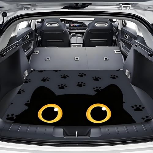 Universal Car Trunk Mat 29" x 39", Cartoon Black Cat All Weather Trunk Protection Cargo Liner, Durable Cargo Mat Rear Trunk Liner, Stylish Vehicle Interior Accessories Suitable for Most Car Models - color: Cartoon Black Cat