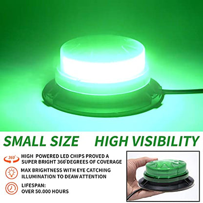 Green Led Emergency Strobe Beacon Lights with Magnetic Mount and 8 Flash Models Warning Safety Flashing Rooftop Signal Lamps for Vehicles Forklift Truck Tractor Golf (24-LED 12V-24V) - color: #4 Green