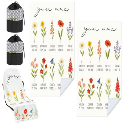 Hahafelt 2 Pack Car Seat Towel Covers with Storage Bag, 63 x 32 Inch Universal Non Slip Waterproof Sweat Protector for Car Truck, Gym Swimming Running, Machine Washable (Christian Floral) - style: Christian Floral