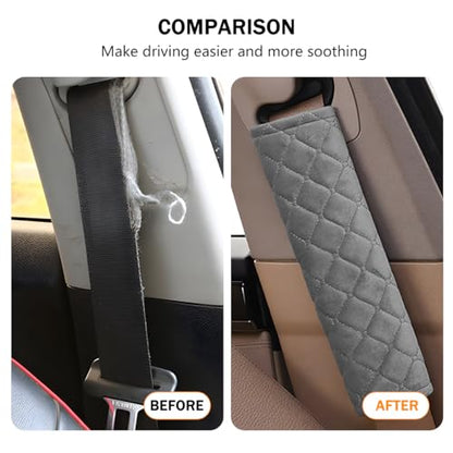 Car Seatbelt Cover, 2PCS Soft Velvet Vehicle Seat Belt Shoulder Strap Harness Pad for Comfortable Driving, Automotive Neck Chest Protection Cushion, Universal for Truck Sedan SUV (Grey) - color: Grey
