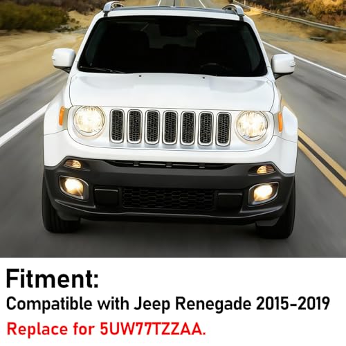Moonlinks Compatible with Jeep Renegade Left Driver Side Mirror Cover Replacement 2015 2016 2017 2018 2019,White Left Side Clip-on Mirror Cap With Turn Signal Light Replaces for 5UW77TZZAA - color: Left White