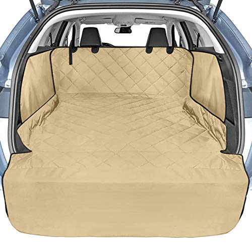 Veckle SUV Cargo Liner for Dogs with Side Flaps, Large (54" x 93") Water Resistant Trunk Cover, Non-Slip Pet Area Protector with Bumper Flap, Universal Fit for SUVs Sedans Vans, Khaki - color: Khaki, size: Large (With Flaps) 93"