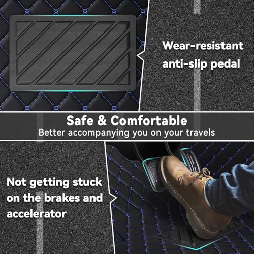 Car Floor Mats Fit for Nissan Kicks 2022-2025 All Weather Durability Leather Car Floor Mats, Skidproof Pedal, Waterproof, Wear-reistant(Black Blue) - color: Black Blue