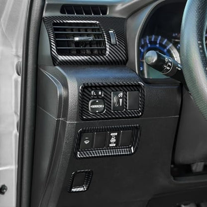 Car Carbon Fiber Decal Headlight Switch ABS Sticker Cover Interior Trim Accessories for Toyota 4Runner SUV 2010-2025 Black - color: Headlight Switch