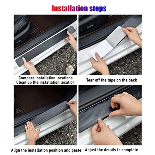 4PCS Door Sill Scratch Protector Stickers Compatible with Challenger Charger Car Threshold Protection Stickers Thickened Carbon Fiber Textured Leather Material Anti-Scratch（Blue） - color: Blue