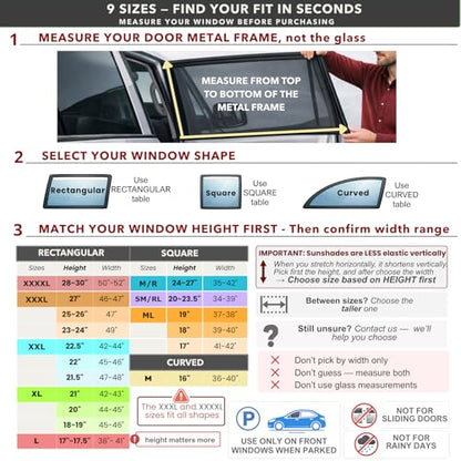 XXXXL/Truck Side Window Sun Shade (9 Sizes) - Front or Rear Slip-On Screens for Sun, Heat, Bugs & Privacy Protection, 2-Pack by Qualizzi - size: XXXXL
