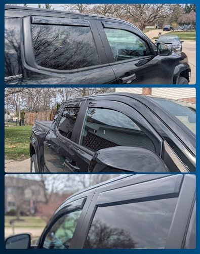 Shatterproof in-Channel Rain Guards for Toyota Tacoma 2024-2026 Double Cab, Clip-on Window Deflectors Vent Window Visors Rain Sun Wind Guards Shade Deflectors, 4 pcs - size: For Tacoma Double Cab 2024-2026