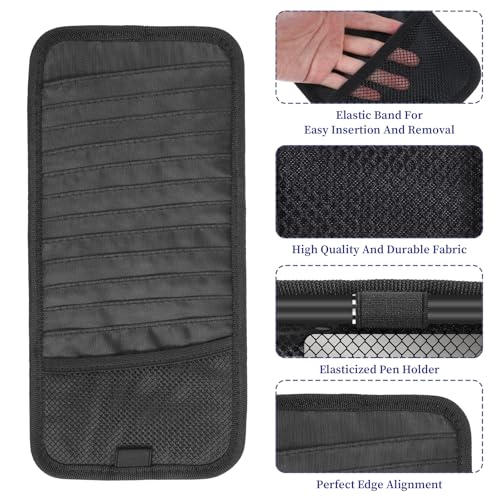 Car CD Holder DVD Vehicle Visor Storage Organizer Black Large Capacity CD Visor Case with 12 DVD Storage Sleeves, 1 Mesh Pocket, 1 Pen Loop & Elastic Strap