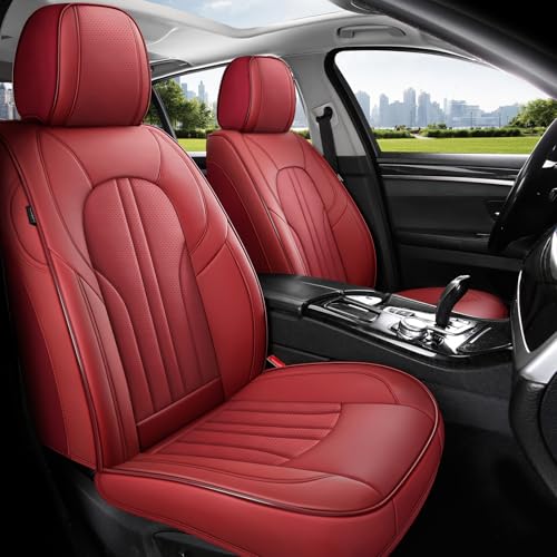 Car Seat Covers,Car Seat Protector Waterproof,Seat Covers Front Set, Car Seat Protectors,Automotive Seat Covers Fit for Most Cars Wine Red - color: Red, size: Front Pair
