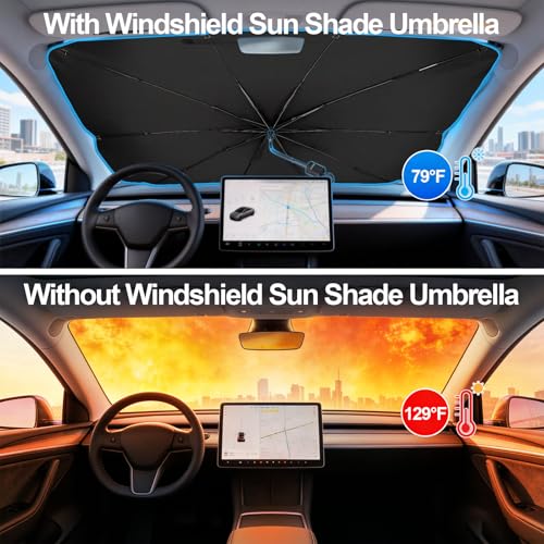 Upgrade Windshield Sun Shade Umbrella, Foldable Car Sun Shade Windshield, Block Sunlight and Heat, Keeping Interior Cool, Protecting Upholstery (Large) - size: Large