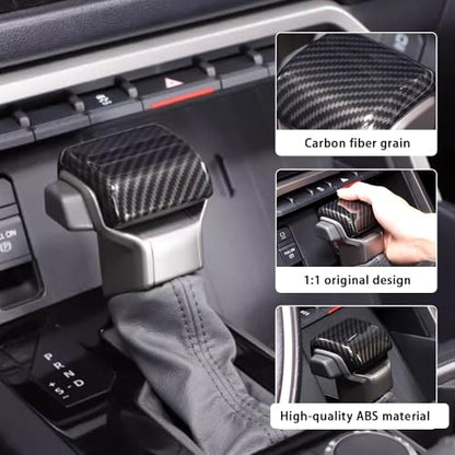 Car Gear Shift Knob Cover Accessories for Toyota Tundra 2022-2024 Sequoia 2023 Tacoma 2024 Auto Interior Trim Protector Cap-Carbon Fiber Grain - size: Toyota-Tundra