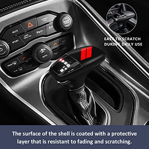 auovo Gear Shift Knob Cover Trim for Dodge Charger Accessories 2015-2023 Challenger 2015-2024 / Durango 2016-2026 (Black-Red) - color: Black-Red