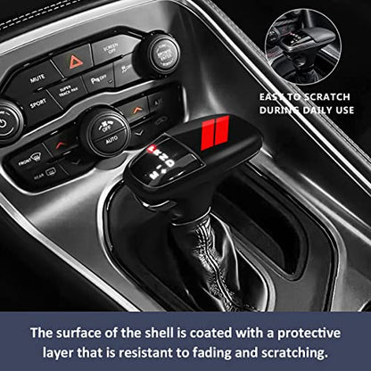 auovo Gear Shift Knob Cover Trim for Dodge Charger Accessories 2015-2023 Challenger 2015-2024 / Durango 2016-2026 (Black-Red) - color: Black-Red