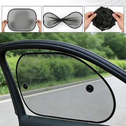 5PCS Set Car Window Shade, Car Sun Shade Side Window, Sunshine Glare & UV Rays Protection Sunshade with Suction Cup, Auto Sun Blocker Screen Accessories for All Season (2PCS/Side with Hole) - color: 2PCS/Side With Hole